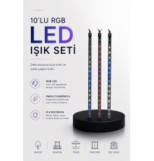 Dekoratif Ortam Aydınlatması RGB LED 10’lu Çubuk Seti
