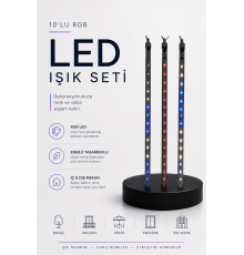 RGB LED Dış Ve İç Mekan Süsleme Işığı 10 Çubuklu Şerit