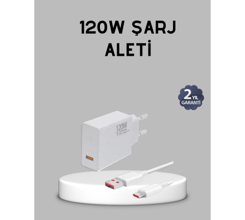120W Süper Hızlı Şarj Adaptörü – Type-C Kablo Dahil, Yüksek Voltaj Korumalı
