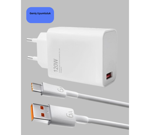 120 Watt Turbo Şarj Cihazı  Redmi Note 10 11 12 Uyumlu