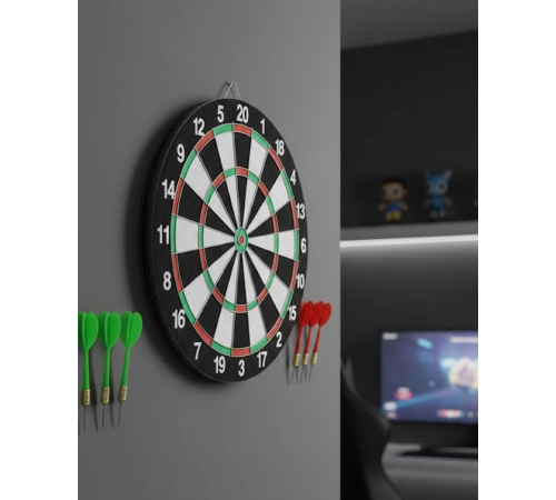 Kaliteli Ahşap Dart Tahtası 12 İnç 4 Dart Ok Seti