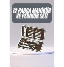 12 Parça Manikür Pedikür Seti Tırnak Bakımı Nasır Temizleme El Ayak Bakımı