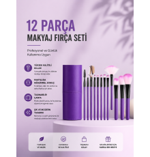 12'li Makyaj Fırça Seti Yumuşak Kıllı Profesyonel Kullanıma Uygun