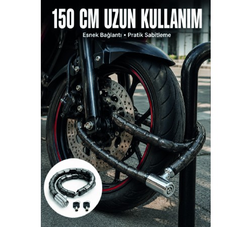 Blok Çelik Halkalı Yapısıyla Üst Düzey Güvenlik Sunan Motosiklet Kilidi