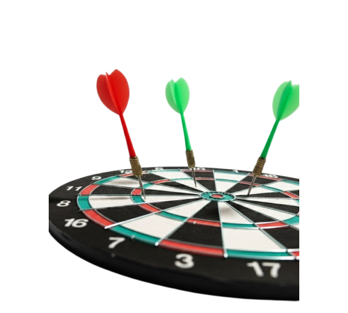 Şık Tasarımlı 15 İnç Dart Tahtası Metal Uçlu 4 Ok Seti