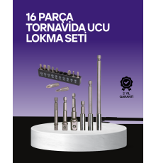 Çok Amaçlı 16lı Bits Uç Seti Dayanıklı Tornavida Adaptör