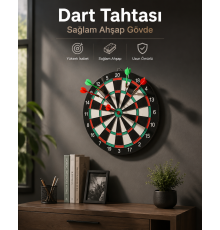 Duvara Monte Sağlam Ahşap Gövdeli Dart Tahtası Ev ve Oyun Alanları İçin 17 İnç