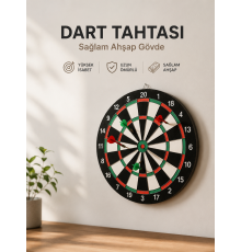 Evde, Ofiste ve Oyun Alanlarında Kullanıma Uygun Sağlam Ahşap Gövdeli Dart Tahtası