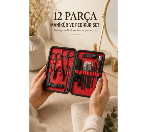 Paslanmaz Çelik Uçlu 17 Parça Profesyonel Manikür ve Pedikür Seti