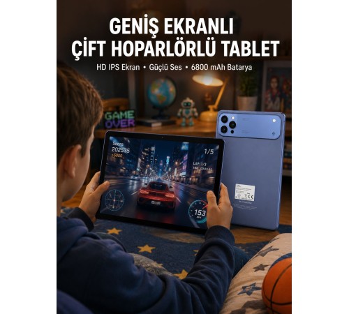 10.1 İnç Tablet 6800 mAh Batarya Çift Hoparlörlü Yeni Nesil