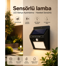 Sensörlü, Güneş Enerjili LED Duvar Lambası Bahçe ve Balkon Aydınlatma