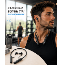Boyun Tipi Kablosuz Bluetooth Kulaklık Uzun Pil Ömrü Mikrofonlu