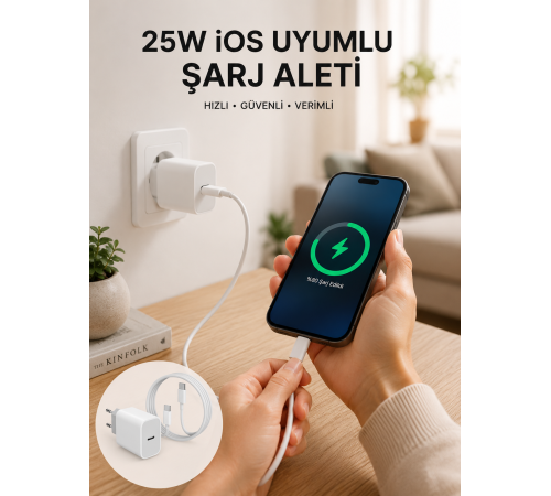 Type-C Hızlı Şarj Özellikli Cihazı USB-C Kablo Dahil
