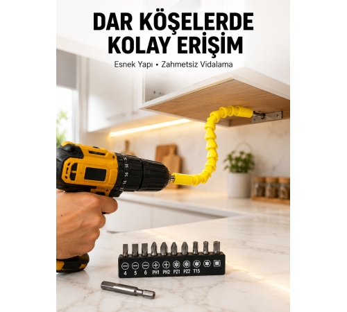 12’li Akrobat Bits Vidalama Seti Esnek Uç Çok Yönlü Kullanım Yeni Nesil
