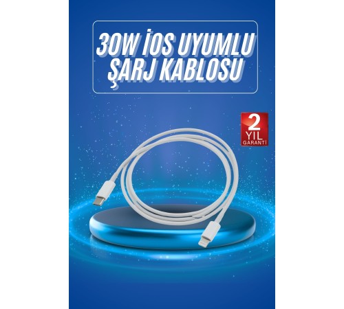 Type-C Ligtning 30W İOS Şarj Kablosu Hızlı Şarj Kablosu