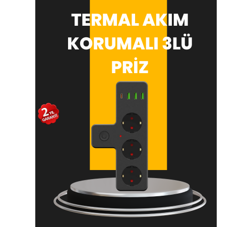 7 Portlu Çoklu Priz USB ve Type-C Girişli Akıllı Güç Ünitesi