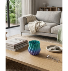 3D Kıvrımlı Mavi Vazo Modern Dekoratif Şık Ev Aksesuarı
