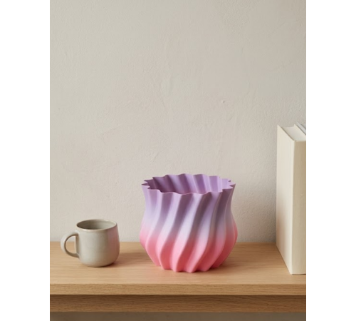 3D Kıvrımlı Pembe Lila Vazo Modern Dekoratif Şık Ev Aksesuarı