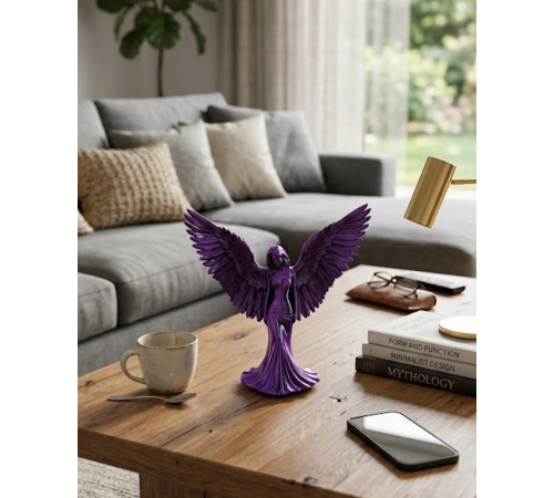 Mor Melek Biblo Küçük Boy Dekoratif Angel Figür Modern Ev Aksesuarı