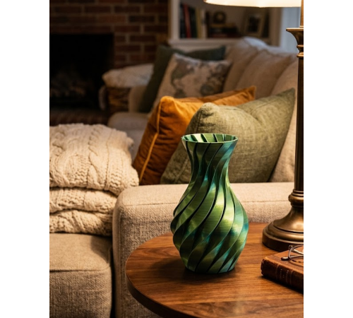 3D Spiral Yeşil Vazo Modern Tasarım Dekoratif Ev Aksesuarı