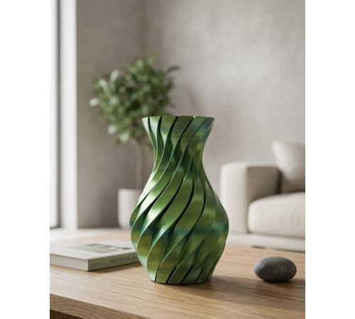 3D Spiral Yeşil Vazo Modern Tasarım Dekoratif Ev Aksesuarı