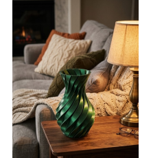 Parlak Yeşil Spiral 3D Baskı Vazo Şık Modern Dekoratif Obje