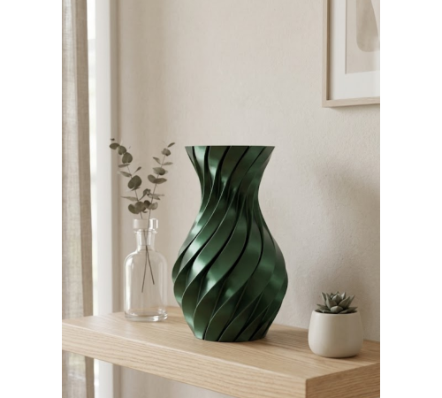 3D Spiral Yeşil Vazo Modern Tasarım Dekoratif Ev ve Ofis Aksesuarı