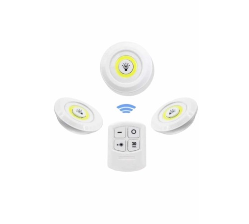 Dolap Işığı Mutfak Rafı Işığı Uzaktan Kumandalı 3 Lü Spot Led Lamba