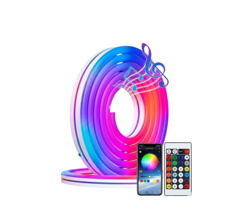 Dekoratif RGB LED Şerit Neon Işık 3 Metre Su Geçirmez Uzaktan Kumandalı Ortam Aydınlatması