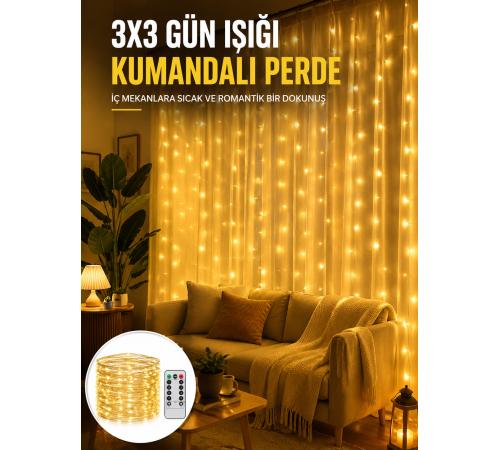 Zaman Ayarlı 8 Modlu Günışığı Perde Led Işık USB Çalışma Yeni Nesil