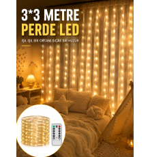 3x3 Metre Perde LED Işık – Parti ve Bahçe Dekorasyonu Yeni Nesil