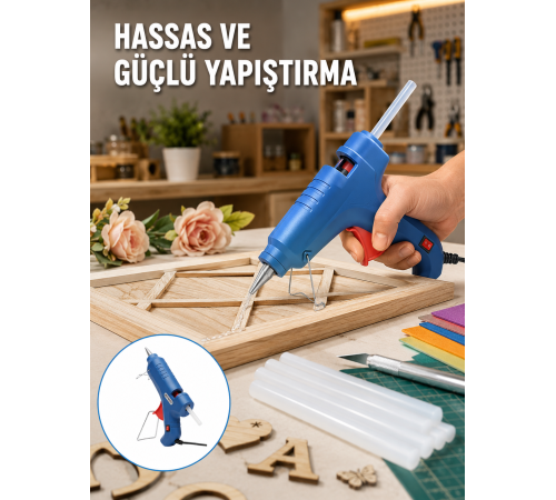 Sıcak Mum Tabancası 40W 5 Silikon Hediyeli Kolay ve Hızlı Yapıştırma Yeni Nesil