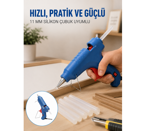 40W Sıcak Silikon Tabancası 5 Silikon Hediyeli Dayanıklı Tasarım Yeni Nesil