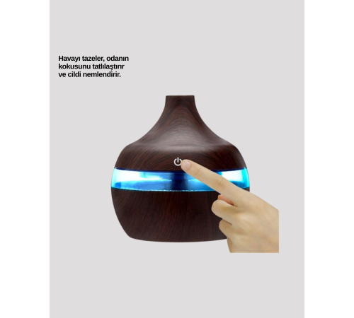 Aromaterapi Uyumlu 300 ml LED Işıklı Oda Kokusu Difüzörü