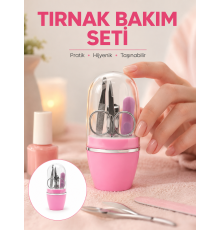 Tırnak Bakım Manikür Pedikür Seti 4 Parça Pembe Minimal ve Dayanıklı Yeni Nesil