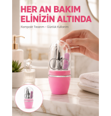 Tırnak Bakım Manikür Pedikür Seti 4 Parça Pembe Pratik Günlük Kullanım Yeni Nesil