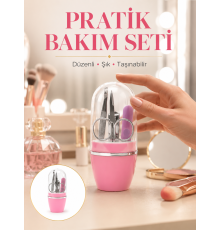 Tırnak Bakım Manikür Pedikür Seti 4 Parça Pembe Ev ve Seyahat Uyumlu Yeni Nesil