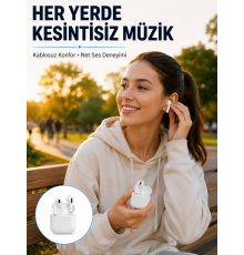 Bluetooth Kulaklık Beyaz Çağrı Cevaplama Dokunmatik Kontrol Kablosuz Yeni Nesil