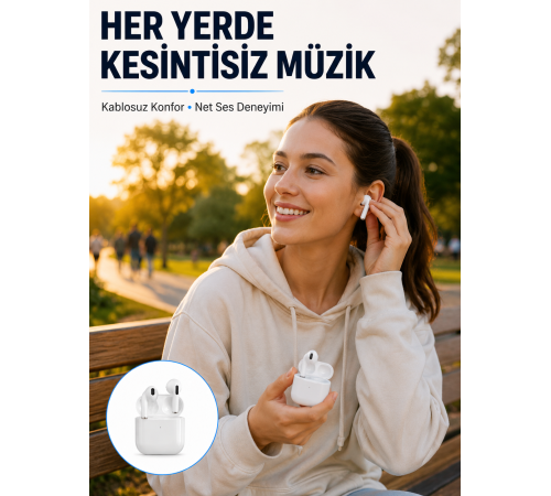 Bluetooth Kulaklık Beyaz Çağrı Cevaplama Dokunmatik Kontrol Kablosuz Yeni Nesil