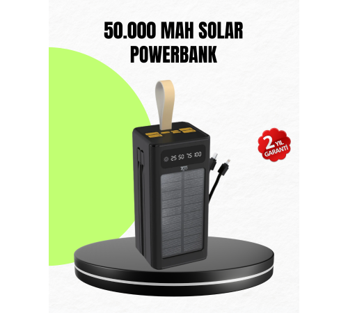 Güneş Panelli Powerbank LED Işıklı Taşınabilir Şarj Cihazı