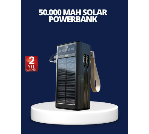 Güneş Panelli Powerbank LED Işıklı Taşınabilir Şarj Cihazı