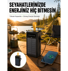 Taşınabilir Güneş Panelli Powerbank Çoklu Cihaz Şarj Destekli Yeni Nesil