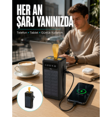 Kamp ve Outdoor Kullanıma Uygun Güneş Panelli Powerbank Yeni Nesil
