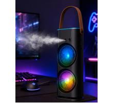 RGB Işıklı Spreyli Masa Fanı Çift Motorlu Güçlü Üflemeli Taşınabilir Fan