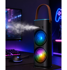RGB Işıklı Spreyli Masa Fanı Çift Motorlu Güçlü Üflemeli Taşınabilir Fan