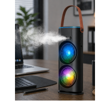 Çift Başlıklı Taşınabilir Fan RGB Işıklı Sprey Nemlendiricili Masaüstü Serinletici Fan