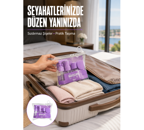 5 Parça Seyahat Kişisel Bakım Seti Şişe Sprey Krem Kutulu Yeni Nesil