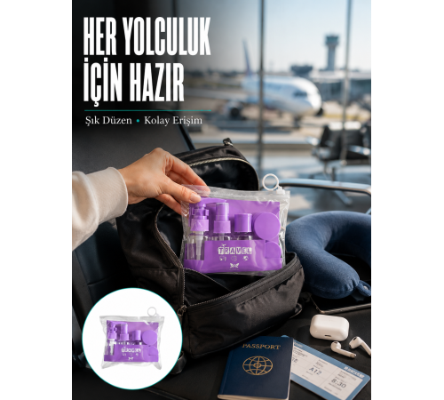 Taşınabilir 5’li Seyahat Banyo Seti Şampuanlık Sprey Krem Kutusu Yeni Nesil
