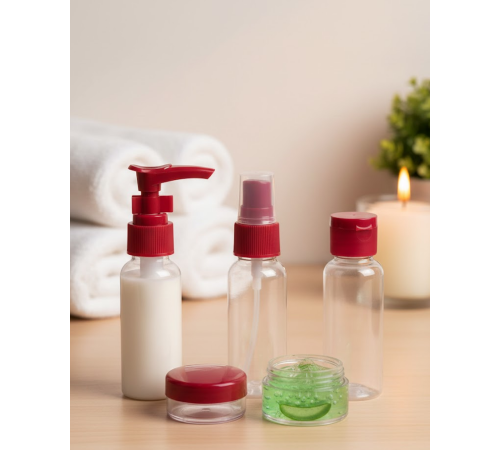 5’li Seyahat Boy Kozmetik Şişe Seti 30 ml Çantalı Organizer
