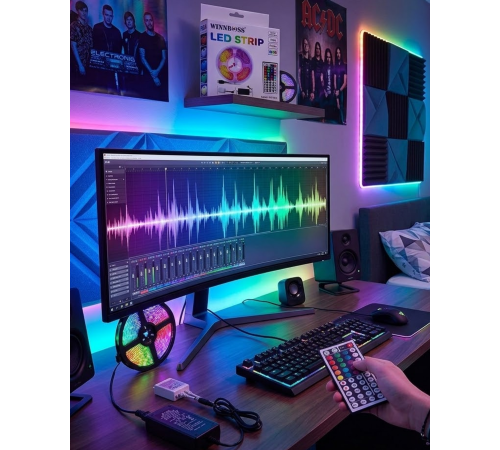 5050 RGB LED Şerit 5 Metre Uzaktan Kumandalı Ortam Aydınlatma Led
